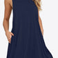 Full Size Round Neck Sleeveless Dress with Pockets