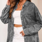 Button Up Dropped Shoulder Denim Top