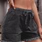 Drawstring Raw Hem Denim Shorts