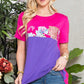 Celeste Full Size Flower Print Contrast Short Sleeve T-Shirt