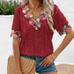 Ivy Lane Eyelet Embroidered V-Neck Short Sleeve Blouse