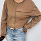 Exposed Seam Round Neck Long Sleeve Sweatshirt