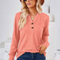 V-Neck Buttoned Long Sleeve Blouse