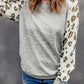 Round Neck Leopard Print Raglan Sleeve Top