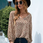 Printed V-Neck Balloon Sleeve Blouse