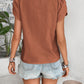 Honey Asymmetrical Neck Petal Sleeve Blouse