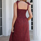 Plaid Frill Trim Tie Shoulder Dress