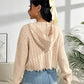 Cable-Knit Dropped Shoulder Hooded Sweater