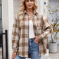 Mandy Pocketed Plaid Collared Neck Long Sleeve Shirt