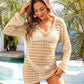 Openwork V-Neck Long Sleeve Cover-Up