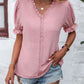 Swiss Dot V-Neck Flounce Sleeve Blouse