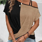 Contrast Asymmetrical Neck Short Sleeve T-Shirt