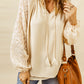 Leopard Tie Neck Balloon Sleeve Blouse