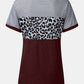 Full Size Striped Leopard Round Neck Short Sleeve T-Shirt