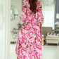 Printed Surplice Neck Flounce Sleeve Dress