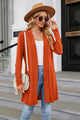 Long Sleeve Open Front Cardigan Orange-Red