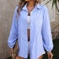 Mandy Striped Pocketed Button Up Long Sleeve Shirt