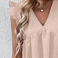 Ruffled V-Neck Cap Sleeve Blouse