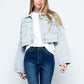 Cropped Collared Neck Dropped Shoulder Denim Jacket