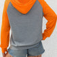 Contrast Raglan Sleeve Drawstring Hoodie