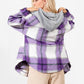 Drawstring Plaid Button Up Long Sleeve Outerwear