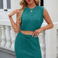 Round Neck Sleeveless Top and Drawstring Skirt Set