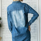 Veveret Pocketed Button Up Washed Denim Shirt