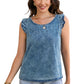 Acid Wash Round Neck Denim Tank