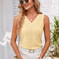 Eyelet Decorative Button V-Neck Tank