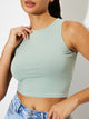 Round Neck Cropped Tank Sage