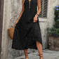 Decorative Button Notched Sleeveless Dress