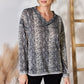 Hailey & Co Full Size Snakeskin V-Neck Long Sleeve Top