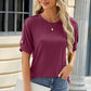 Round Neck Buttoned Short Sleeve T-Shirt