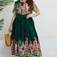 Floral Tie-Waist Round Neck Dress