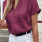 Notched Short Sleeve Blouse