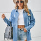 Distressed Raw Hem Dropped Shoulder Denim Jacket