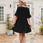 Ruffle Trim Tie Neck Flounce Sleeve Tiered Dress