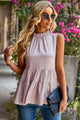Devine Dotted Frill Trim Sleeveless Tiered Top Blush Pink
