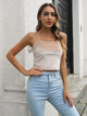 Straight Neck Cropped Cami Tan