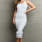 HIDDEN No Doubts Sleeveless Bodycon Ruffle Midi Dress