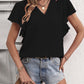 Ruffled V-Neck Short Sleeve Blouse