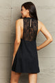 Spliced Lace Round Neck Sleeveless Dress Black