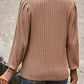 Perfee Ribbed Round Neck Long Sleeve T-Shirt