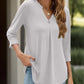 Notched Three-Quarter Sleeve T-Shirt