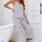 Halter Neck Cami and Lace Trim Pajama Set