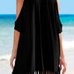 Fringe V-Neck Cold Shoulder Cover Up