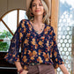 Floral V-Neck Crochet Blouse