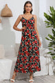 Rose Print Spaghetti Strap Sweetheart Neck Dress Floral