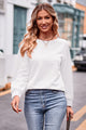 Round Neck Long Sleeve Tee White