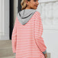 Drawstring Striped Long Sleeve Hoodie